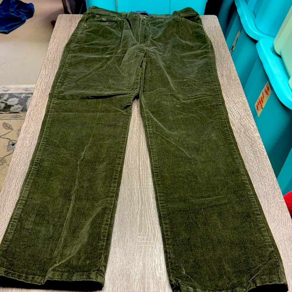 Like new olive green corduroy slacks